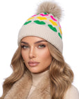 Baesics® Bommelmütze Regenbogen Herz Creme