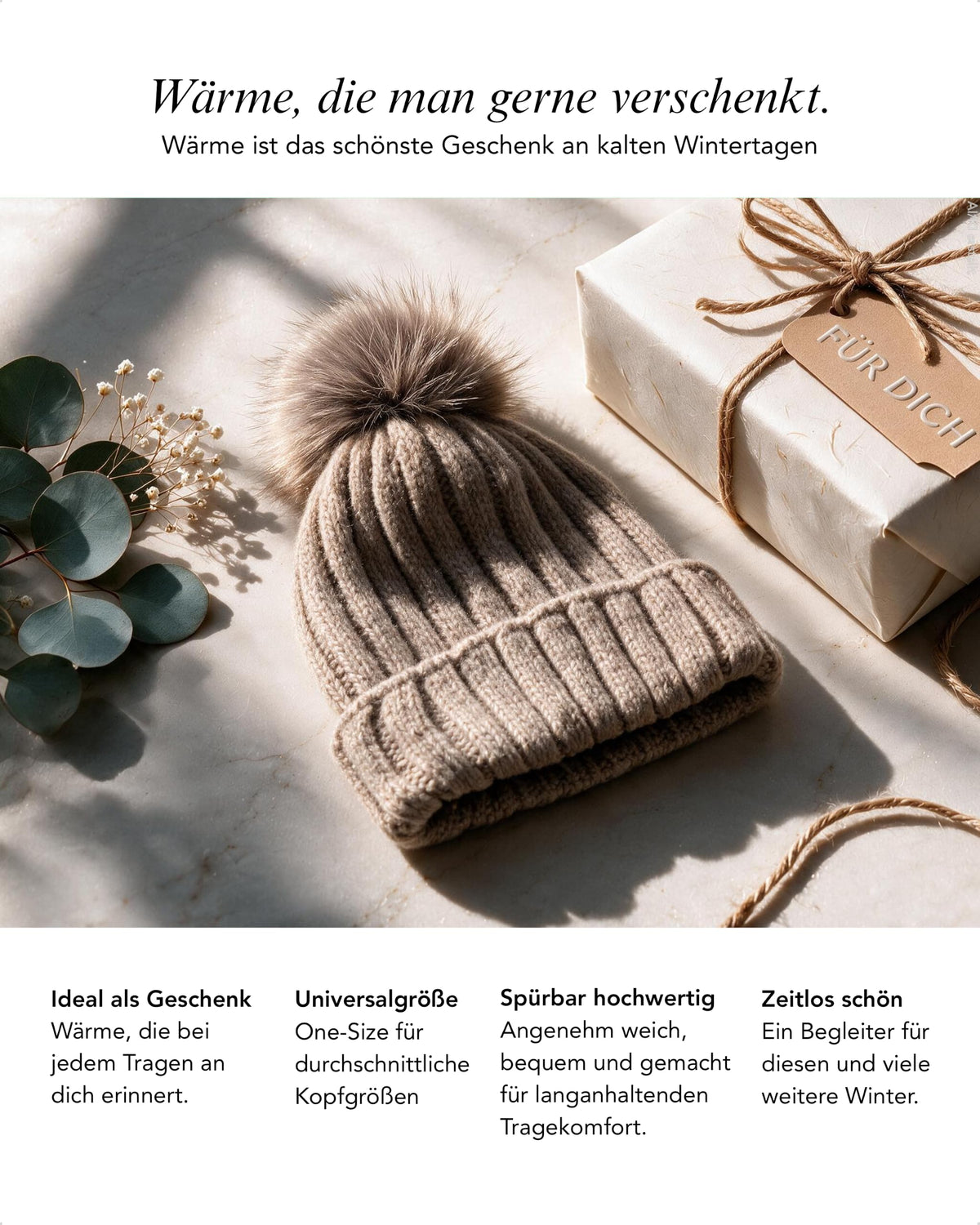 Baesics® Bommelmütze Rippstrick