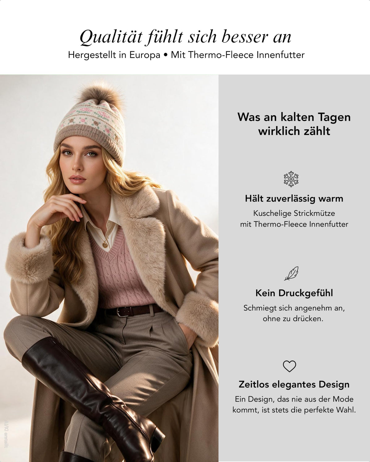 Baesics® Bommelmütze Rosen Norweger