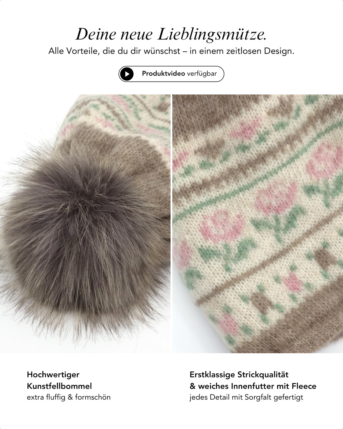 Baesics® Bommelmütze Rosen Norweger