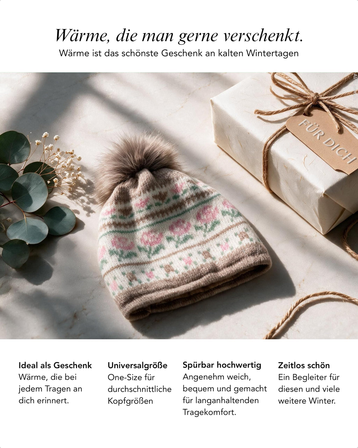 Baesics® Bommelmütze Rosen Norweger