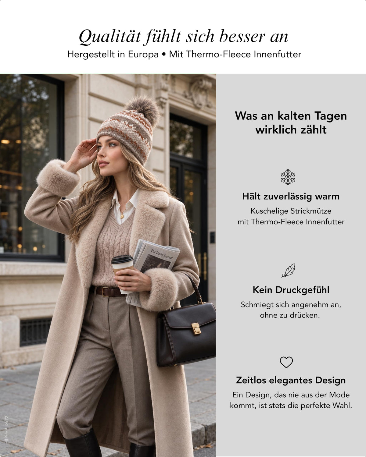 Baesics® Bommelmütze Schneeflocken Norweger Damen