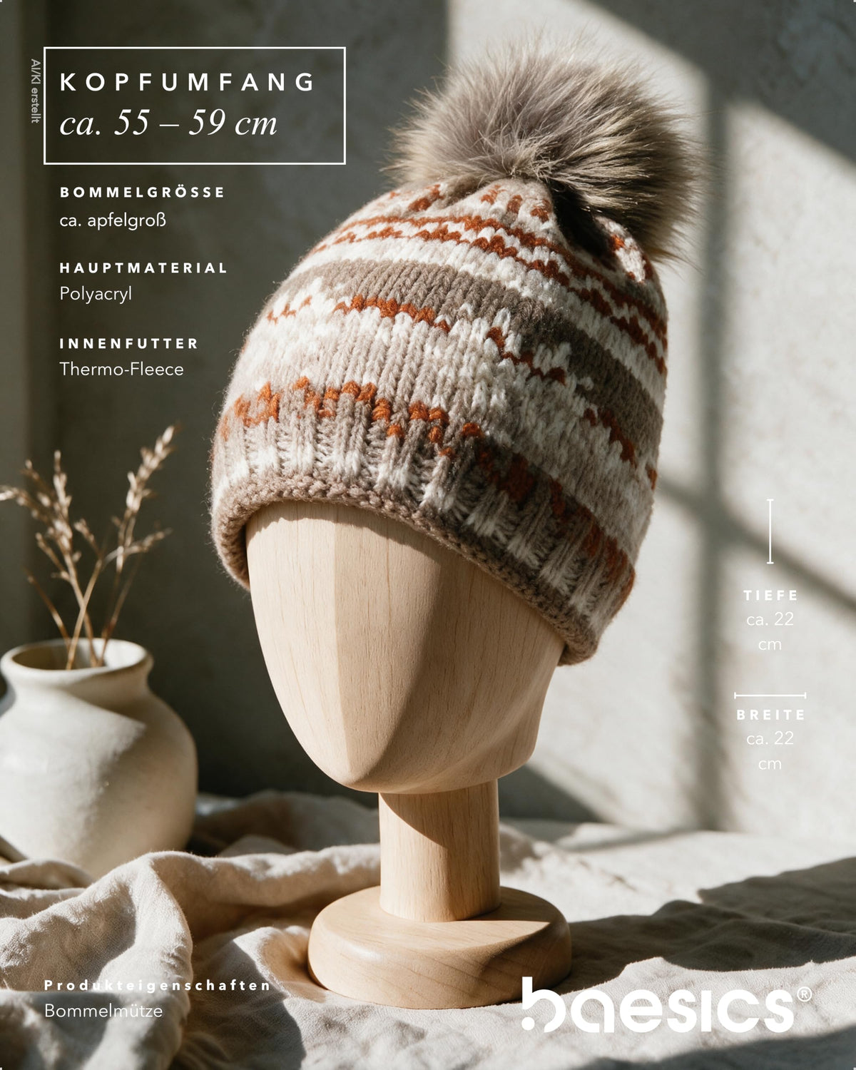 Baesics® Bommelmütze Schneeflocken Norweger Damen
