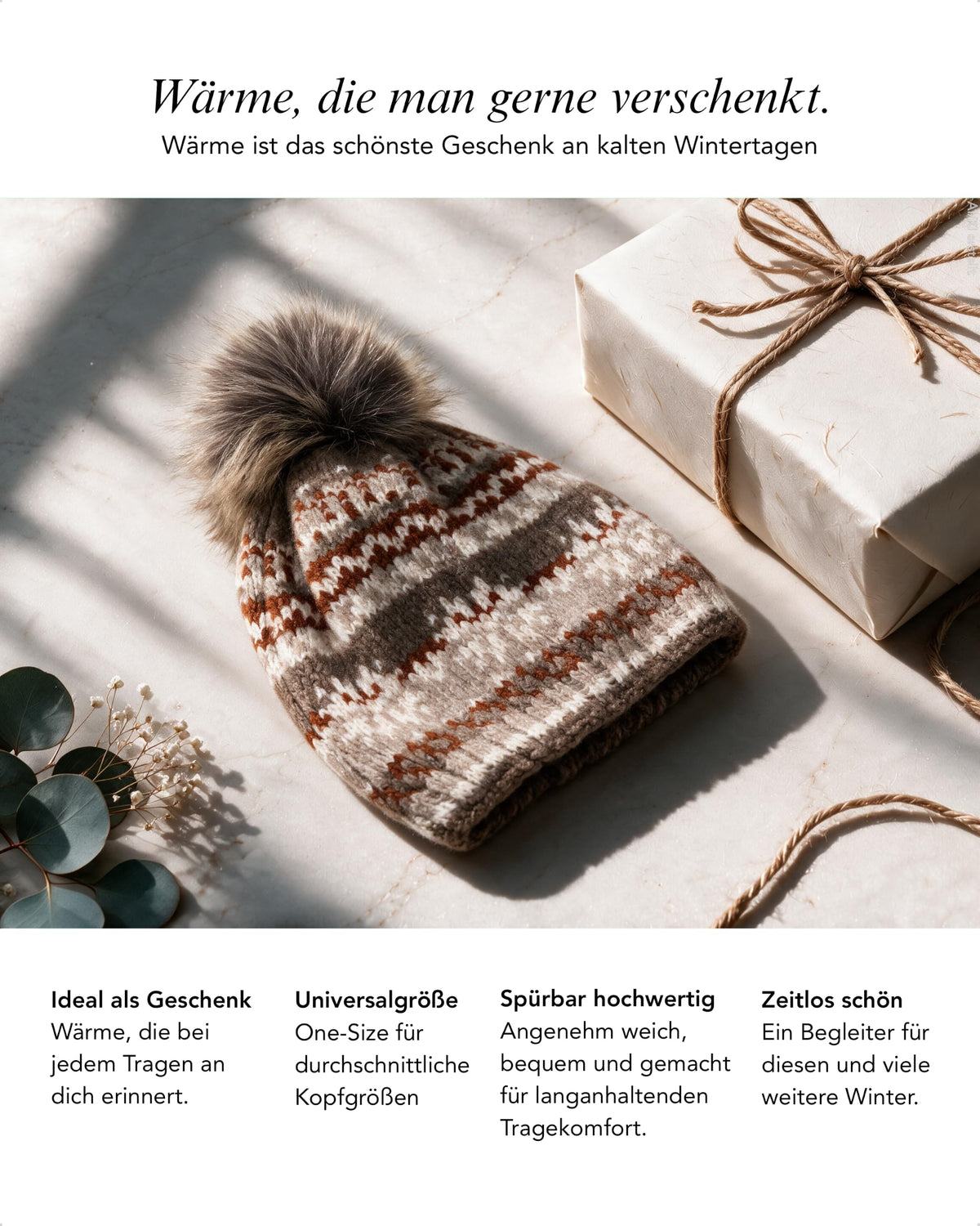 Baesics® Bommelmütze Schneeflocken Norweger Damen