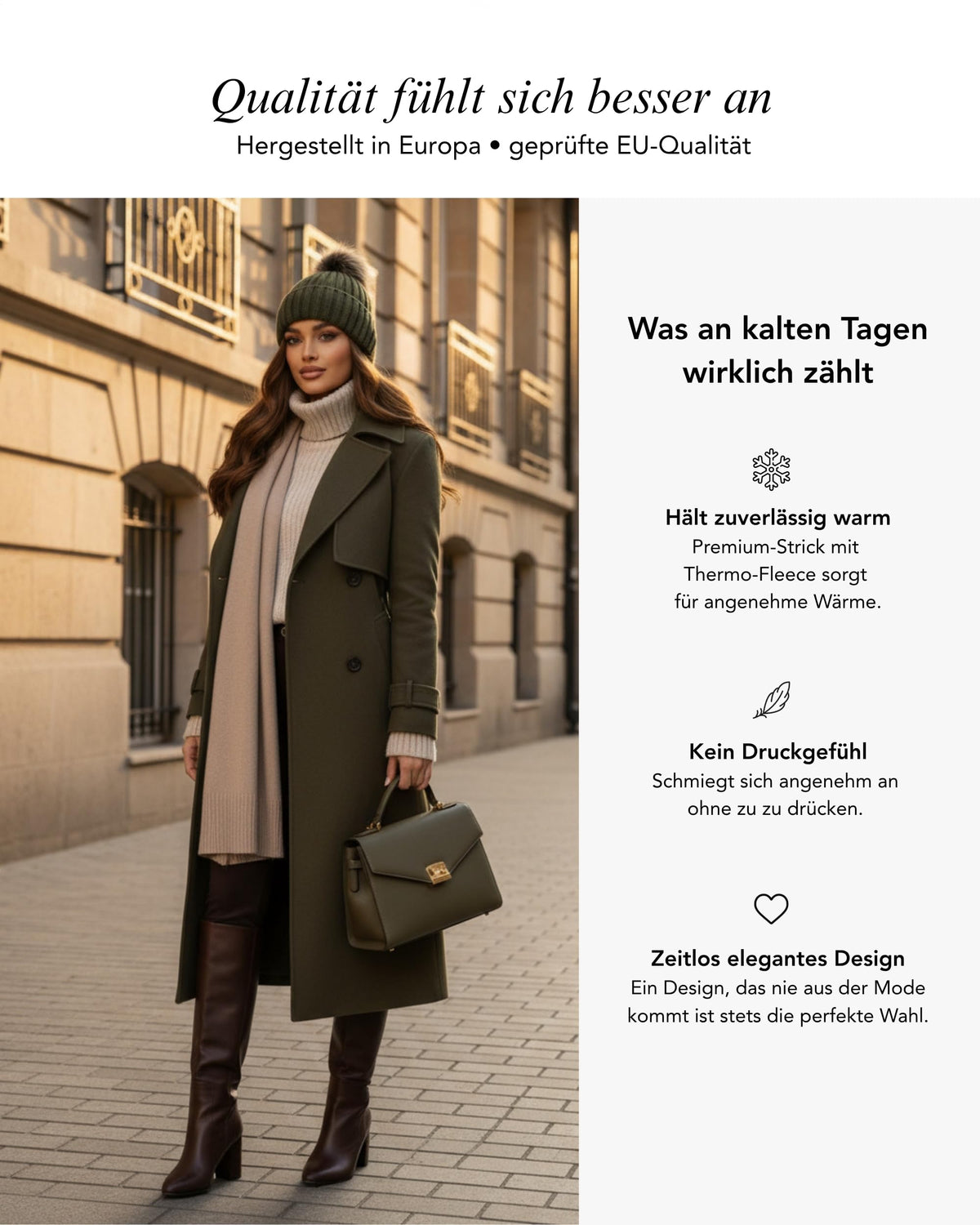 Baesics® Bommelmütze Zopfmuster Olive