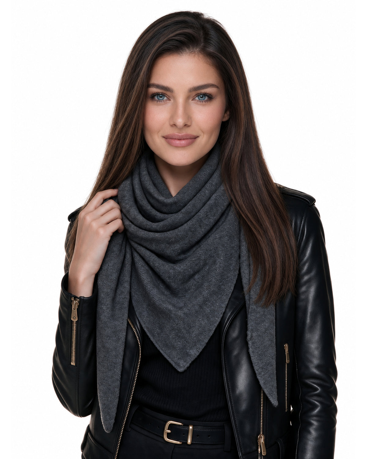 Baesics® Dreieckstuch Feinstrick Uni Damen Anthrazit