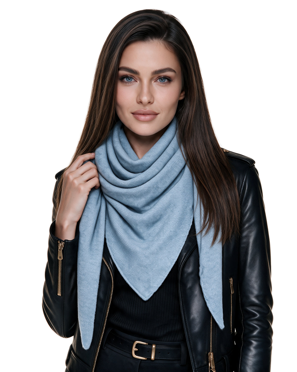 Baesics® Dreieckstuch Feinstrick Uni Damen Blau