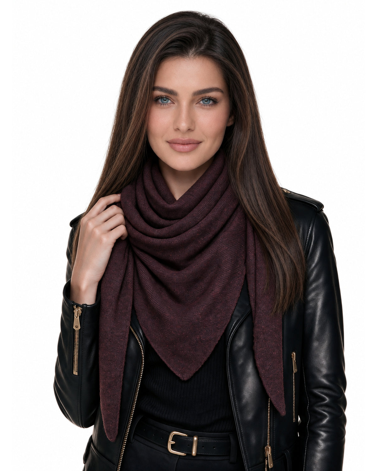 Baesics® Dreieckstuch Feinstrick Uni Damen Bordeaux