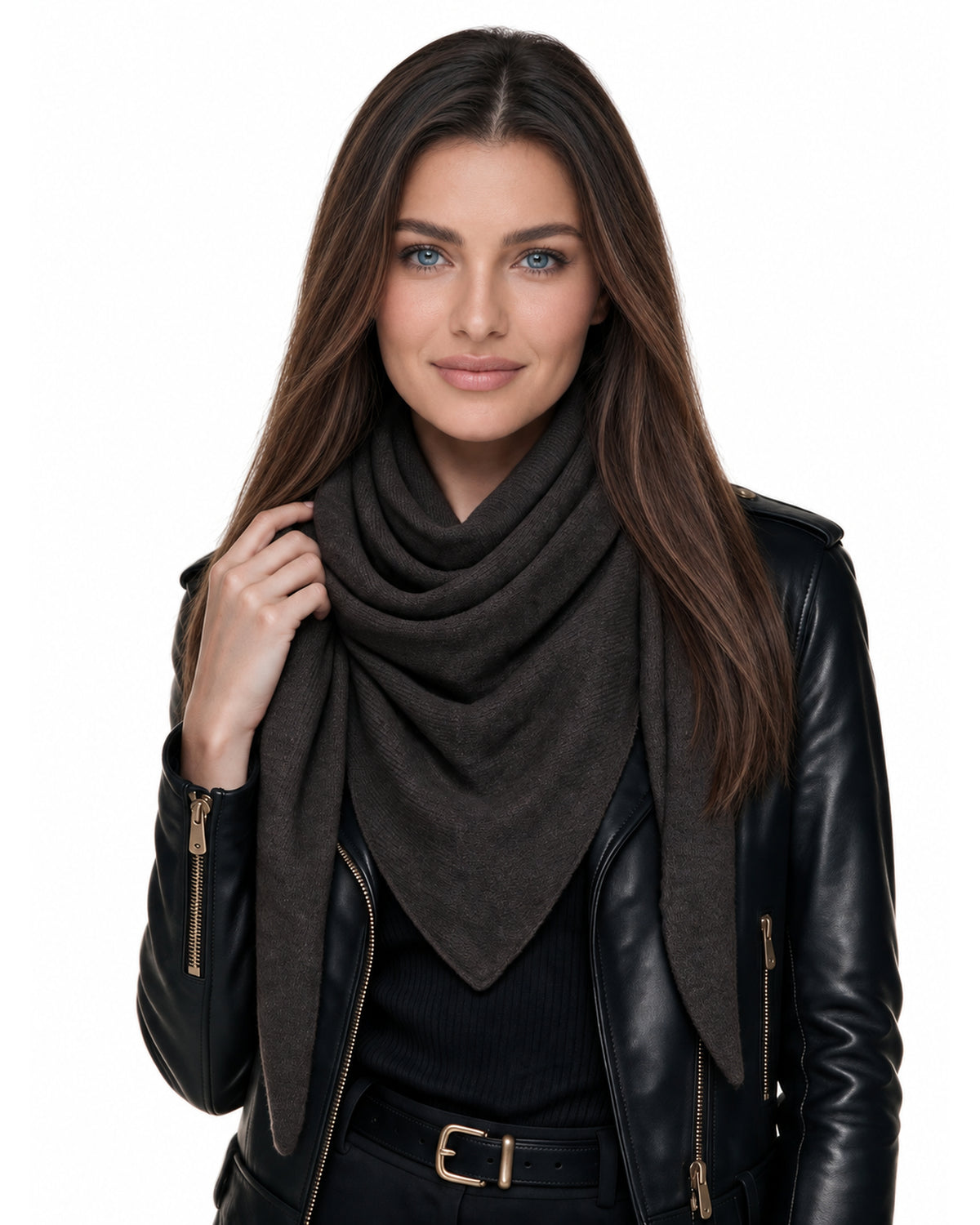 Baesics® Dreieckstuch Feinstrick Uni Damen Braun