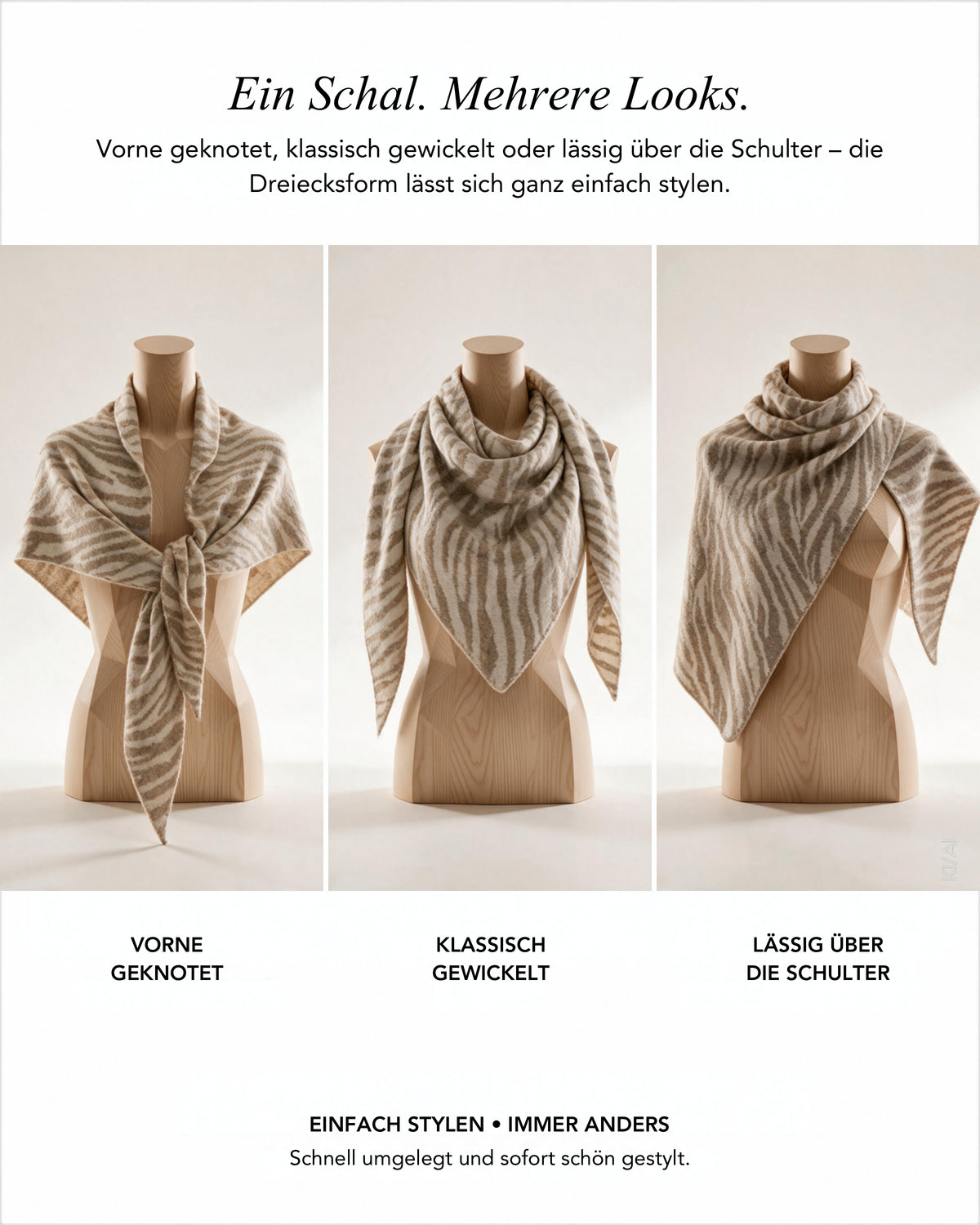 Baesics® Dreieckstuch Feinstrick Uni Damen