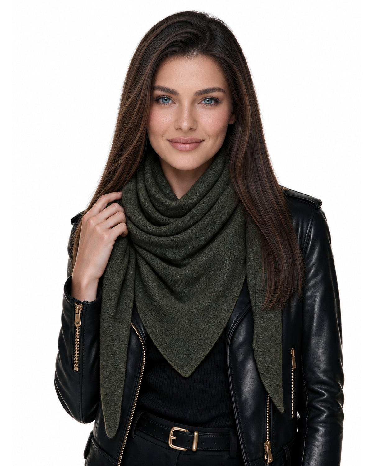 Baesics® Dreieckstuch Feinstrick Uni Damen Khaki