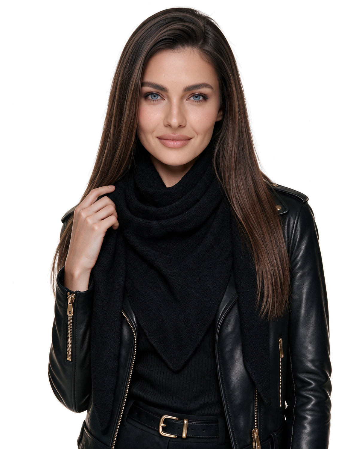 Baesics® Dreieckstuch Feinstrick Uni Damen Schwarz