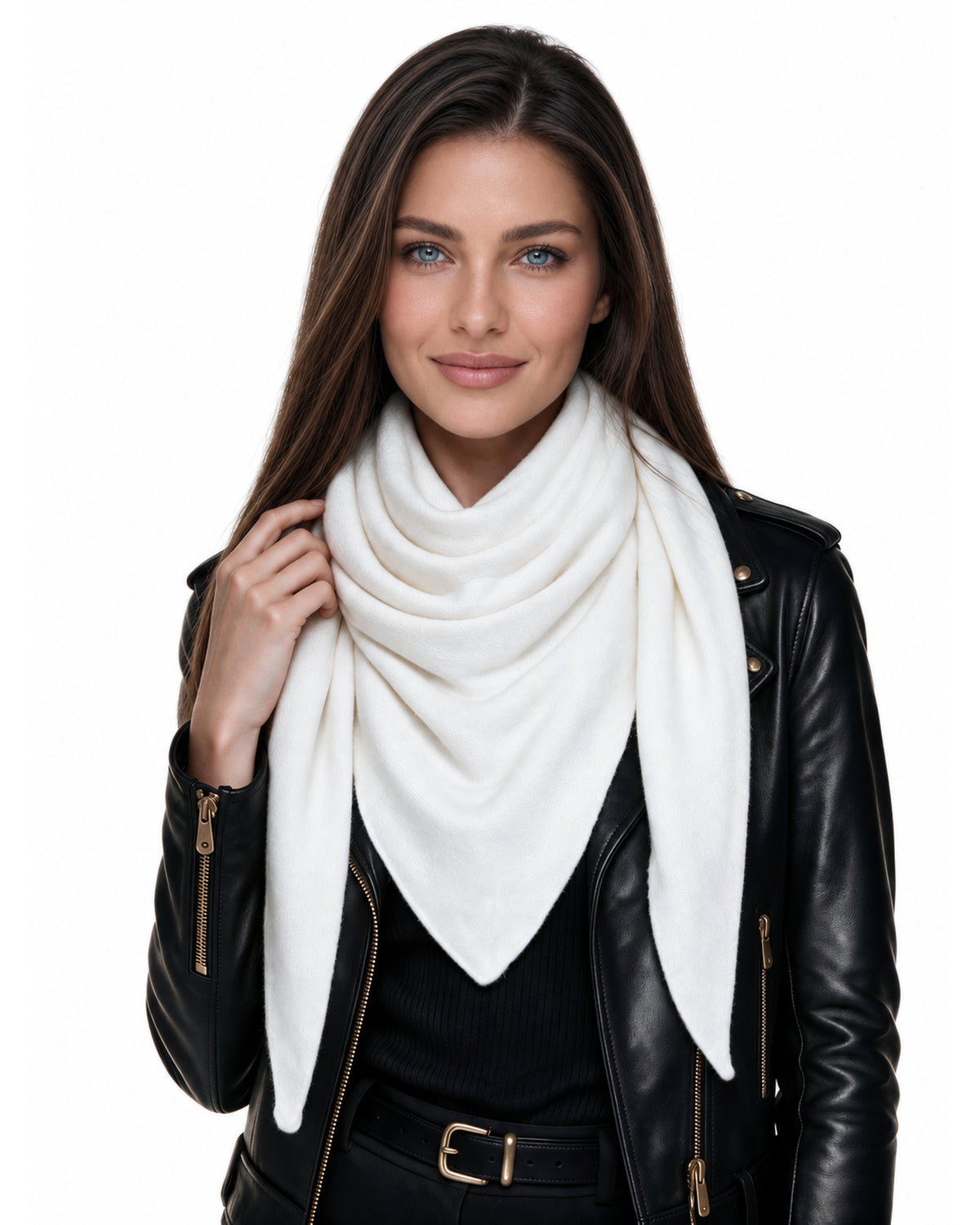 Baesics® Dreieckstuch Feinstrick Uni Damen Weiß