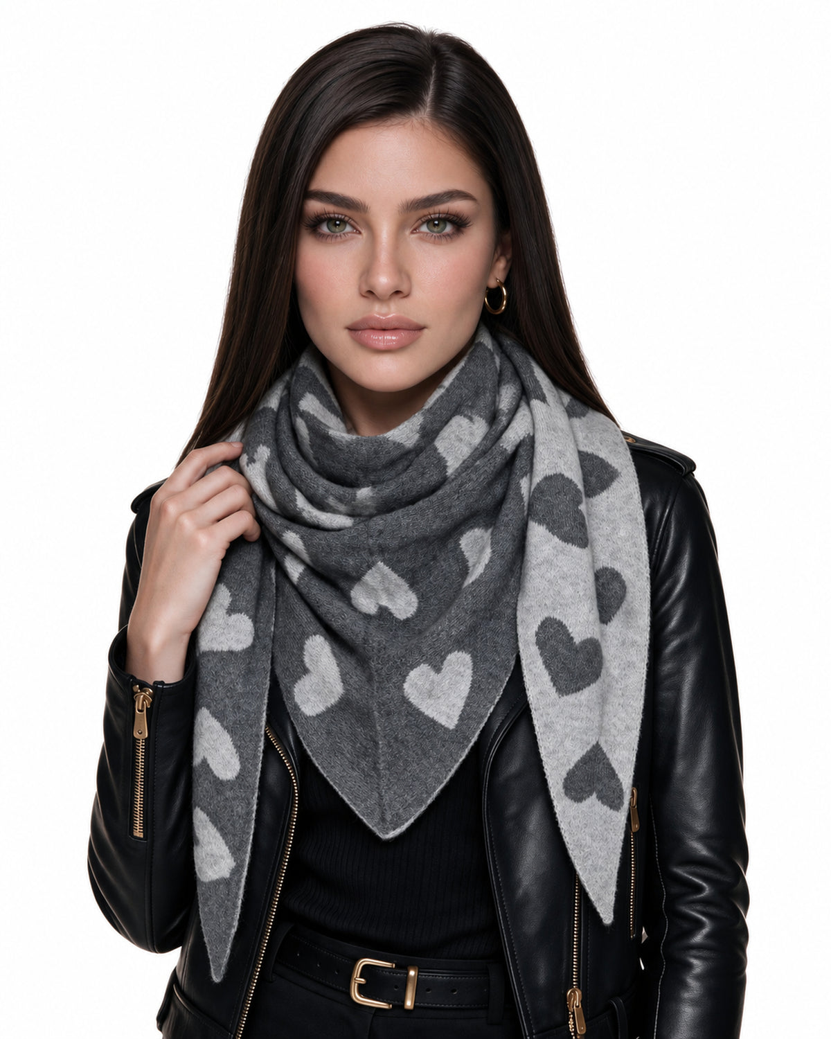 Baesics® Dreieckstuch Herzen Damen Anthrazit