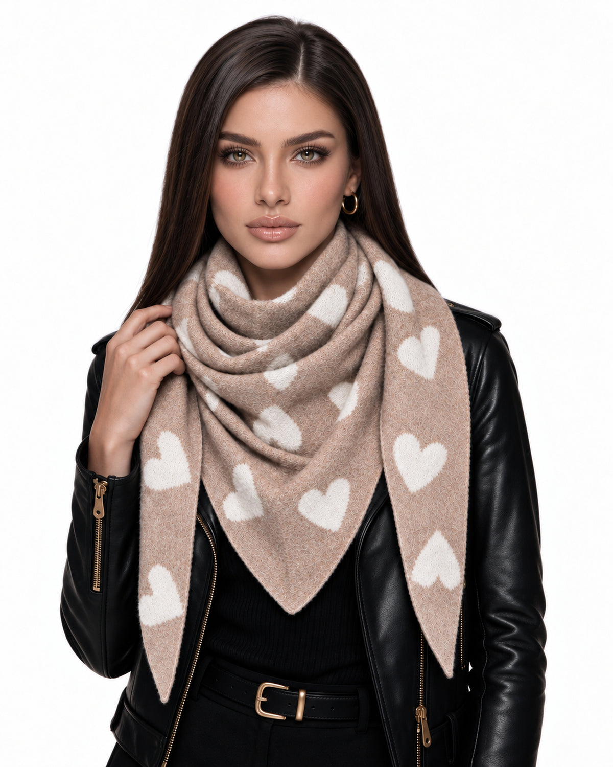 Baesics® Dreieckstuch Herzen Damen Beige