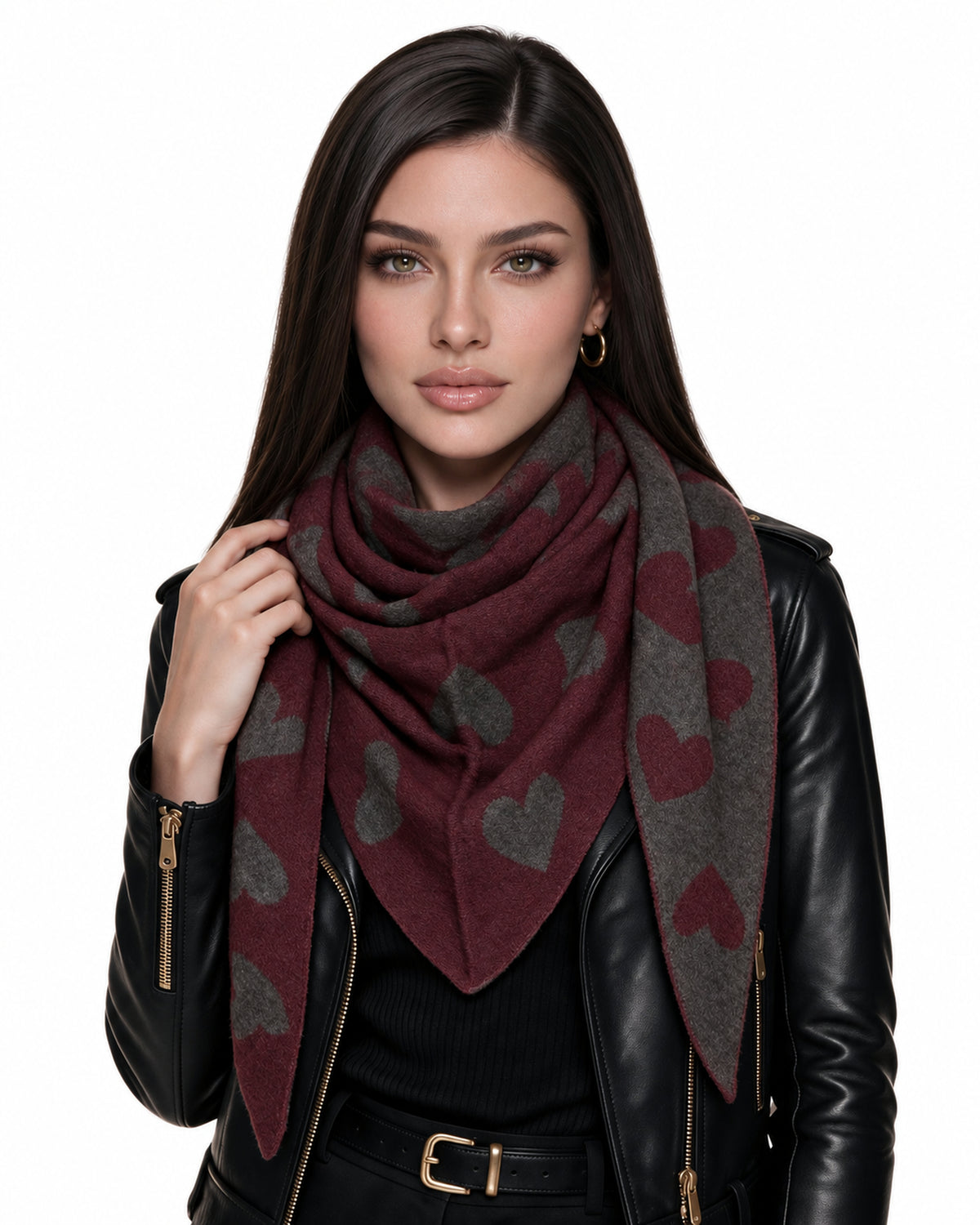 Baesics® Dreieckstuch Herzen Damen Bordeaux