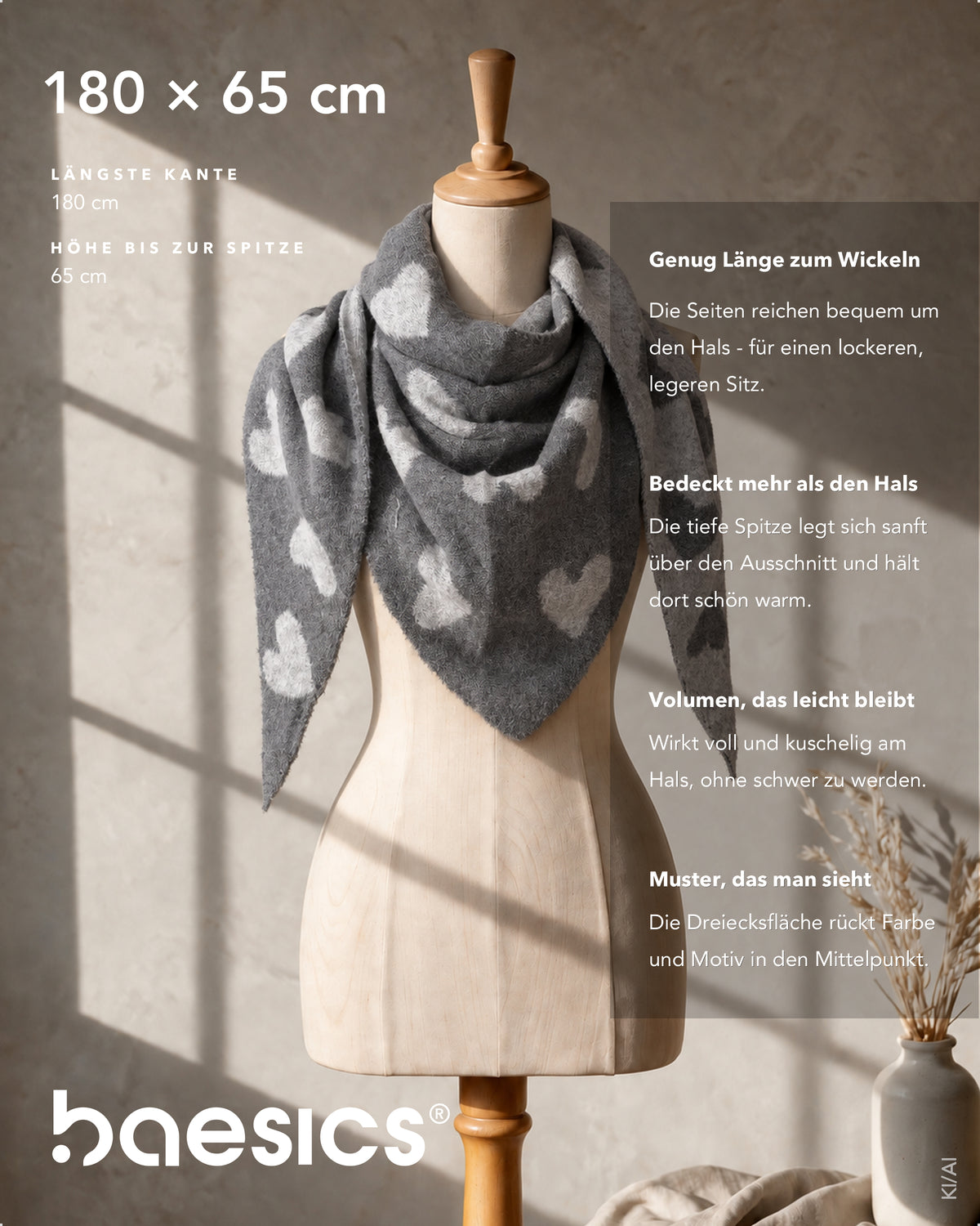 Baesics® Dreieckstuch Herzen Damen