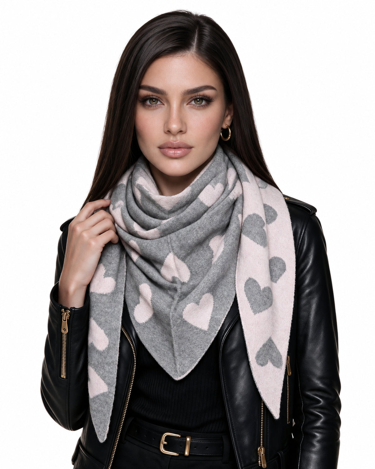 Baesics® Dreieckstuch Herzen Damen Grau