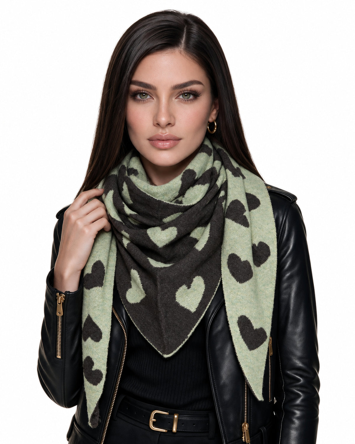 Baesics® Dreieckstuch Herzen Damen Khaki
