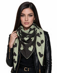 Baesics® Dreieckstuch Herzen Damen Khaki