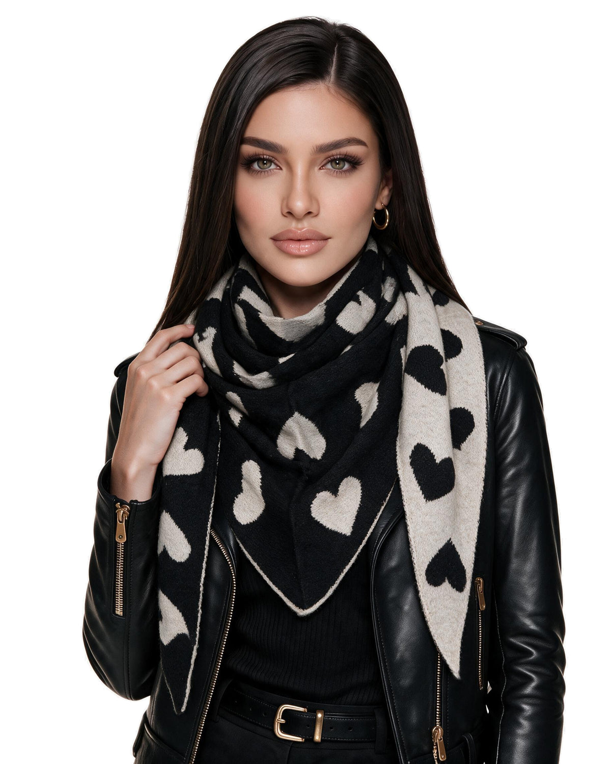 Baesics® Dreieckstuch Herzen Damen Schwarz