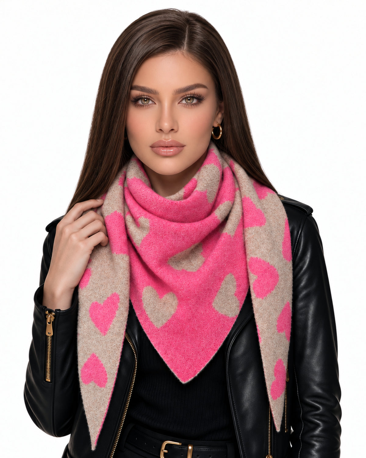 Baesics® Dreieckstuch Herzen Damen Taupe