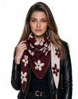 Baesics® Dreieckstuch Strick Blumen Damen Bordeaux