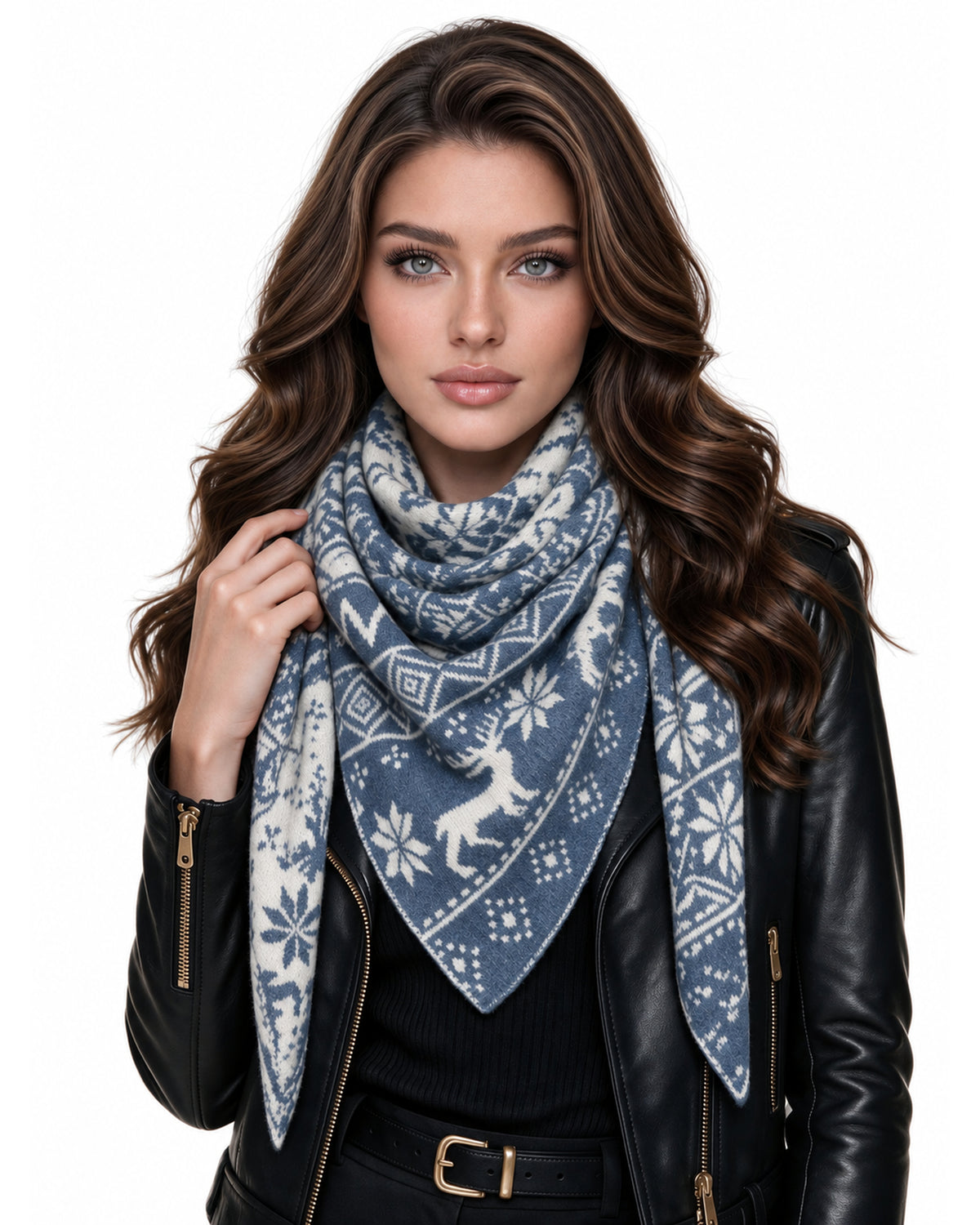 Baesics® Dreieckstuch Wintermotive Damen Blau
