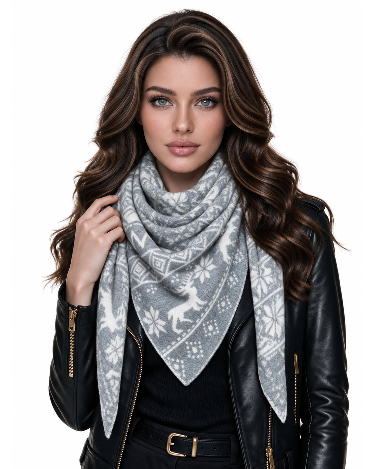 Baesics® Dreieckstuch Wintermotive Damen Grau