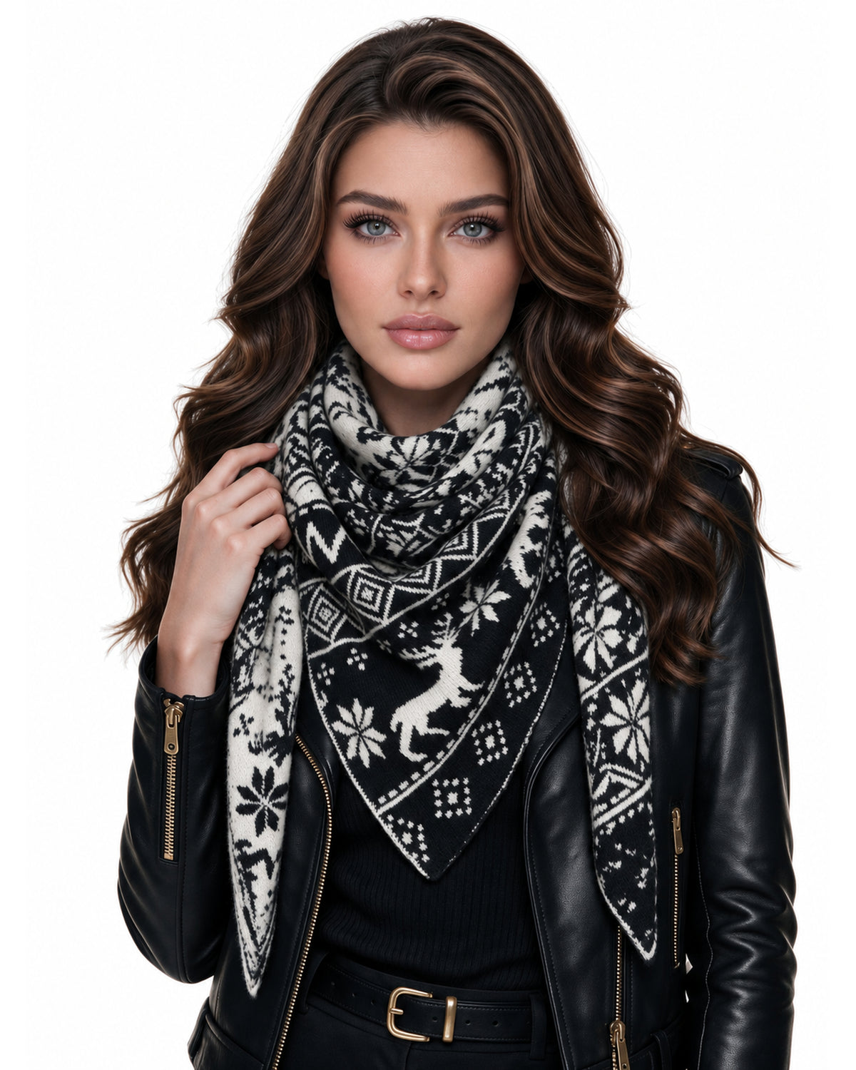 Baesics® Dreieckstuch Wintermotive Damen Schwarz
