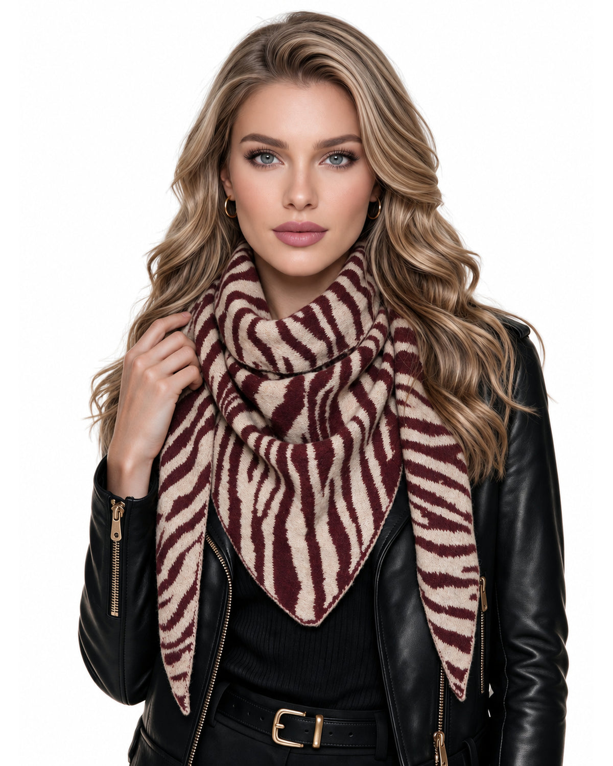 Baesics® Dreieckstuch Zebra Damen Dunkelrot