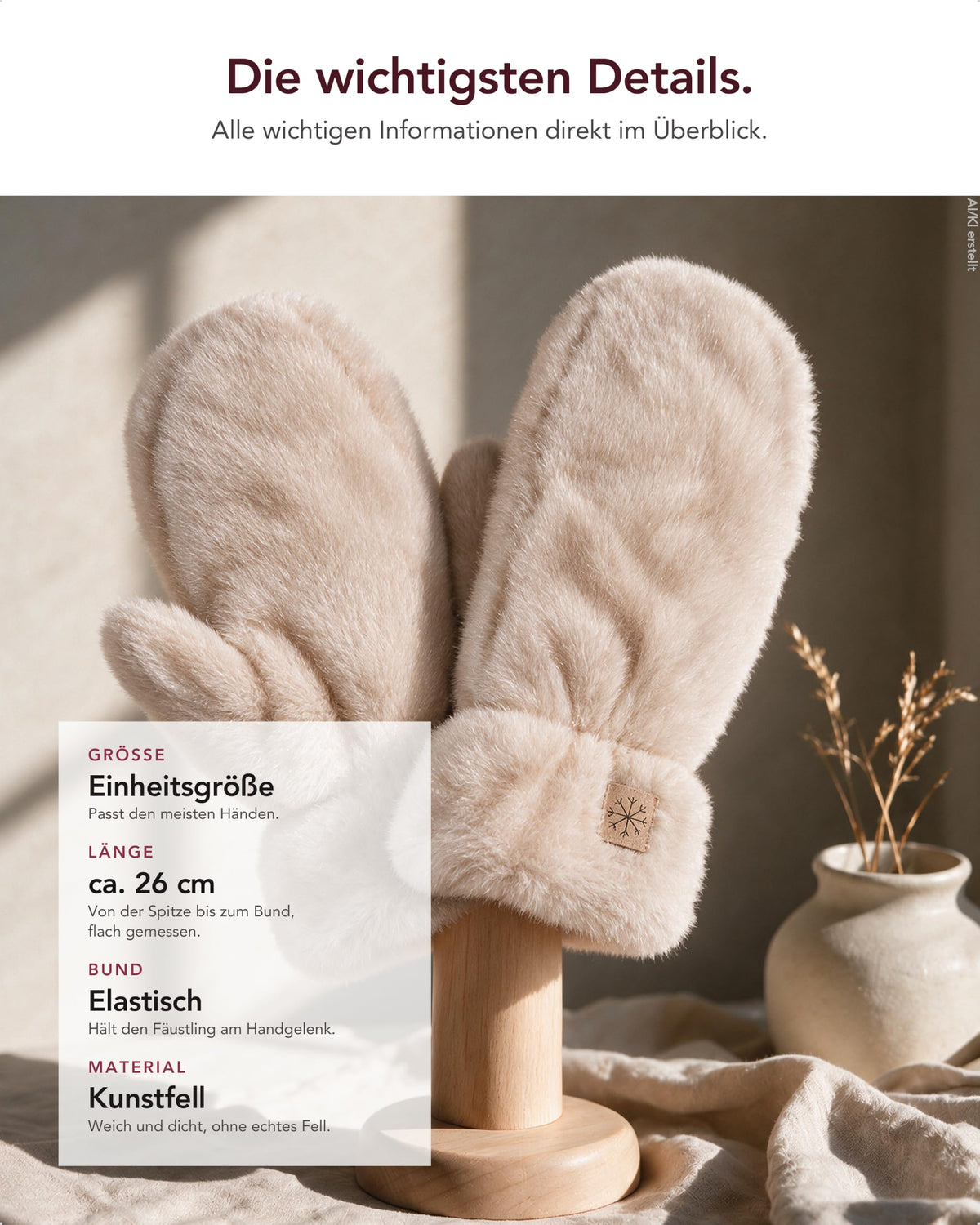 Baesics® Fäustlinge Damen Kunstfell