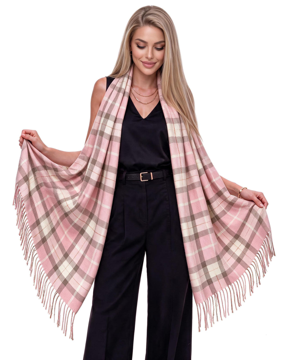 Baesics® Glencheck Schal Rosa