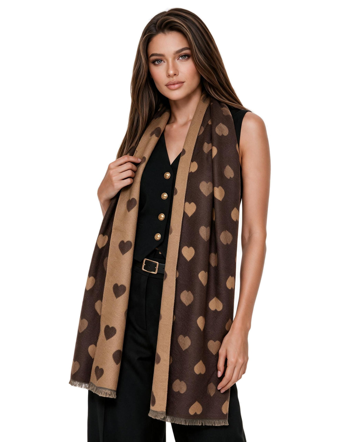 Baesics® Herz Schal Jacquard Braun