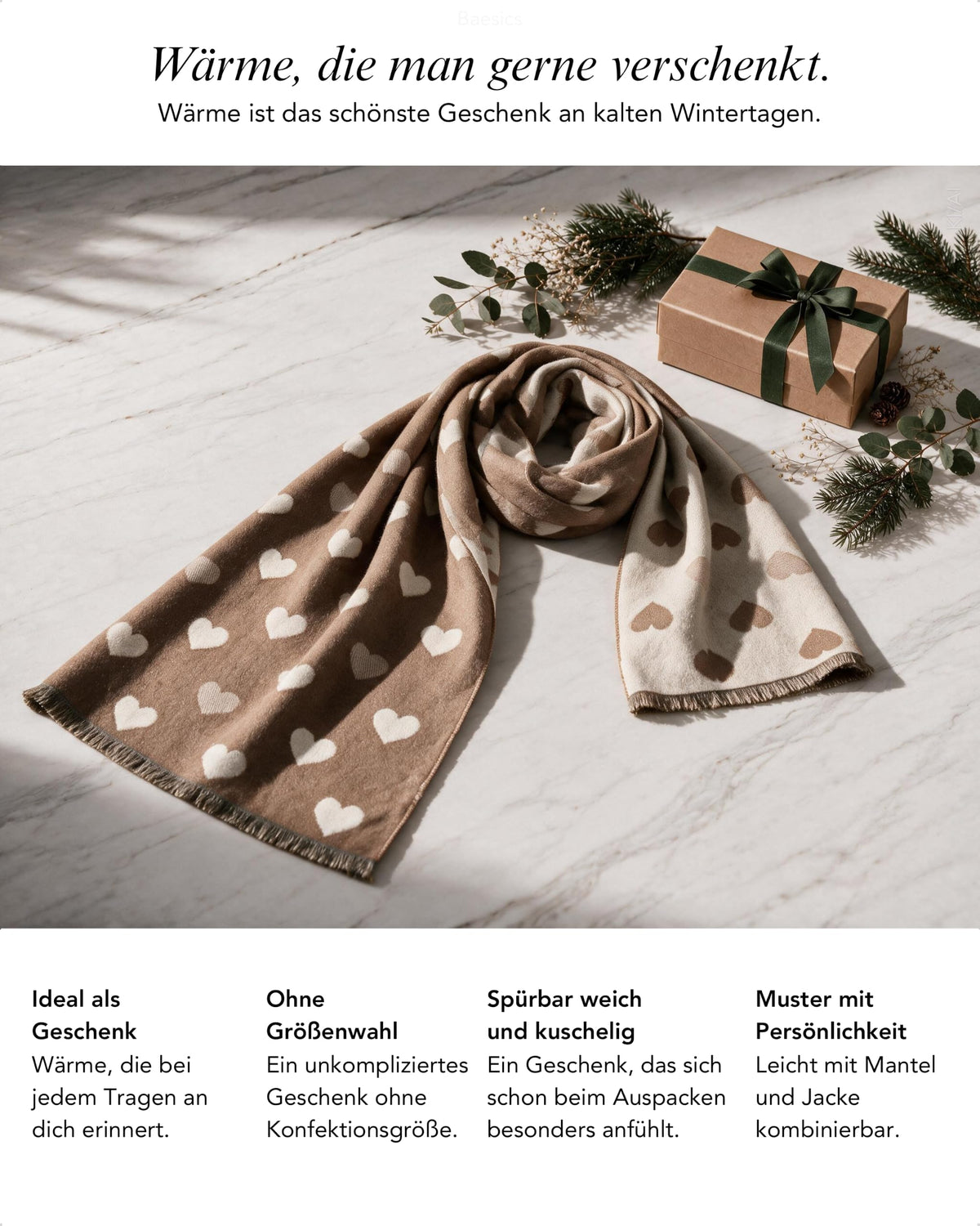 Baesics® Herz Schal Jacquard