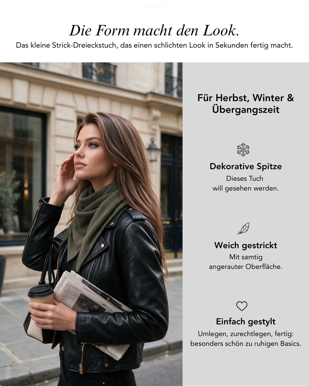 Baesics® Kleines Dreieckstuch Uni Damen