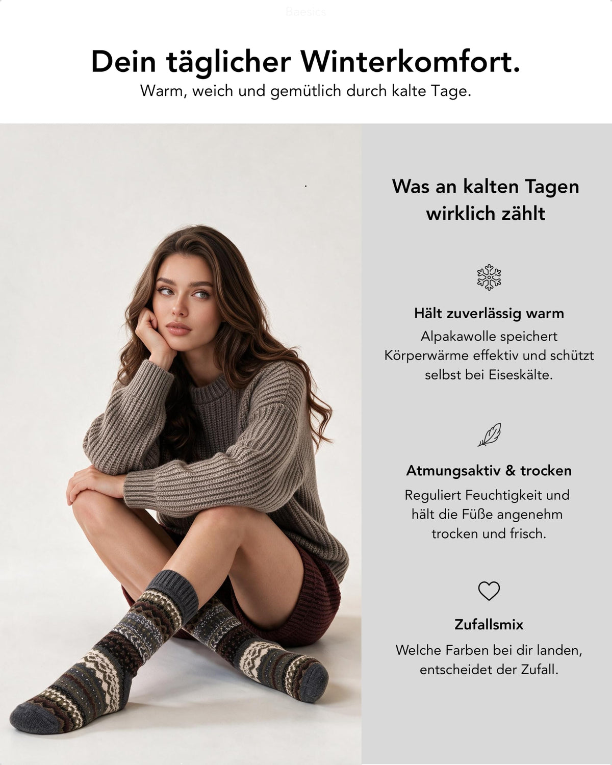 Baesics® Norweger Wollsocken Damen &amp; Herren