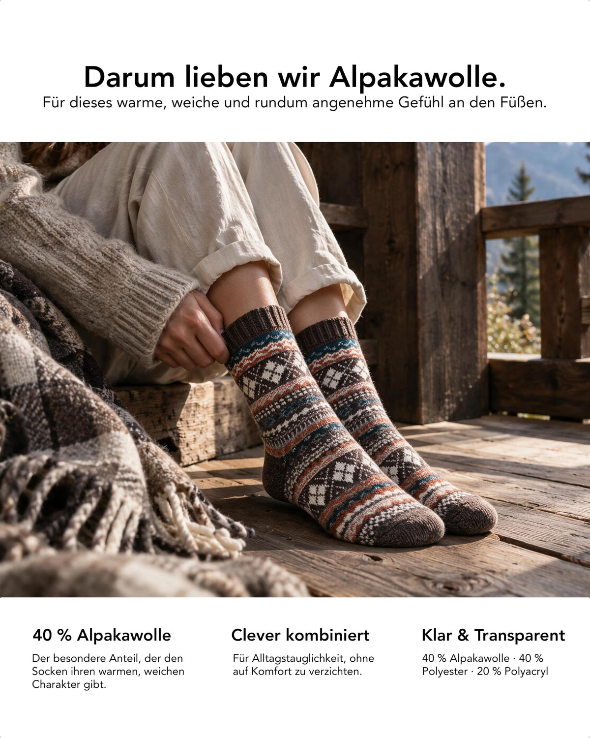 Baesics® Norweger Wollsocken Sterne Damen &amp; Herren
