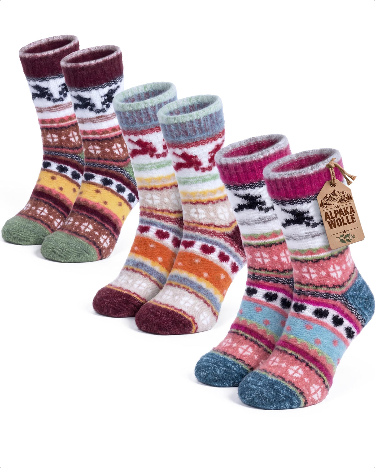 Baesics® Norweger Wollsocken Zopf Damen &amp; Herren 39-42