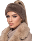 Baesics® Stirnband Kunstfell Plüsch Taupe