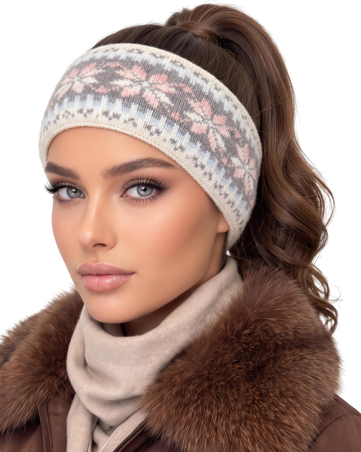 Baesics® Stirnband Norweger Grau Rosa