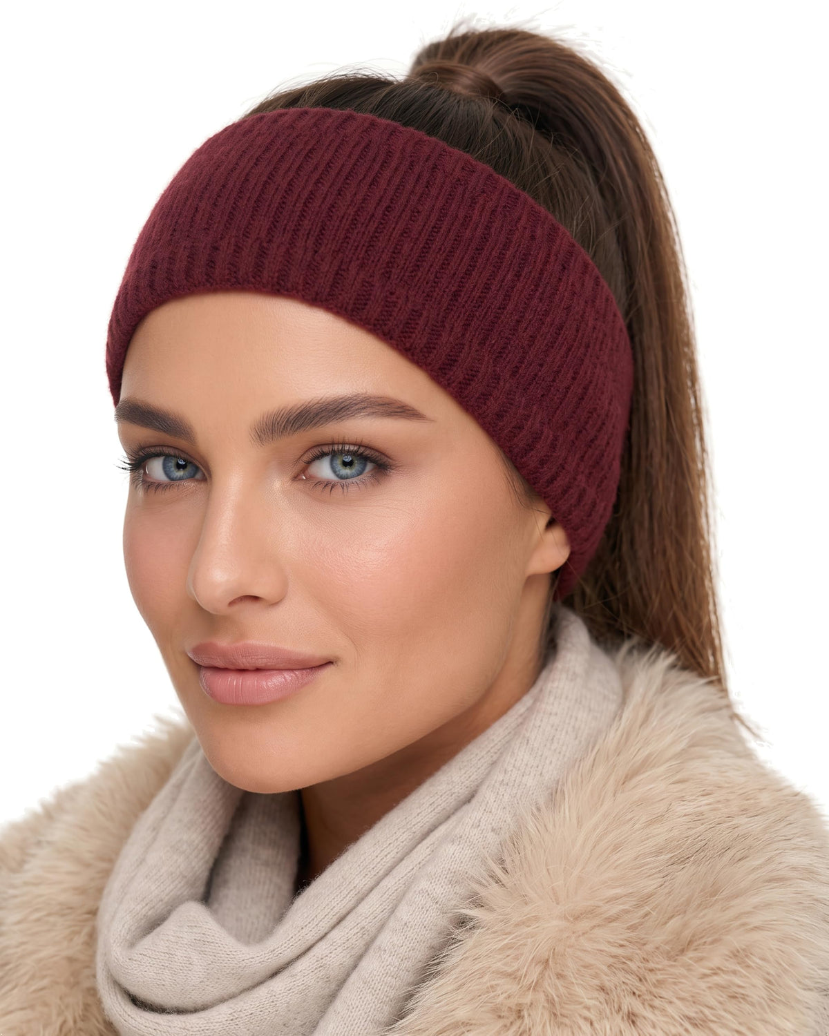 Baesics® Stirnband Rippstrick Bordeaux