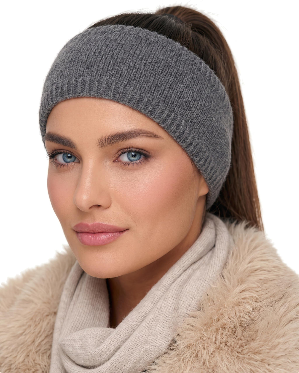 Baesics® Stirnband Rippstrick Grau