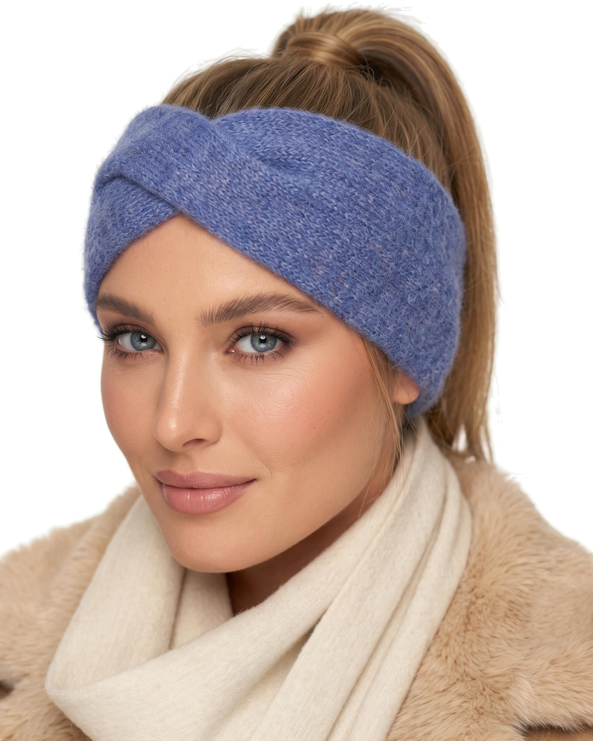 Baesics® Stirnband Strick Twist Blau