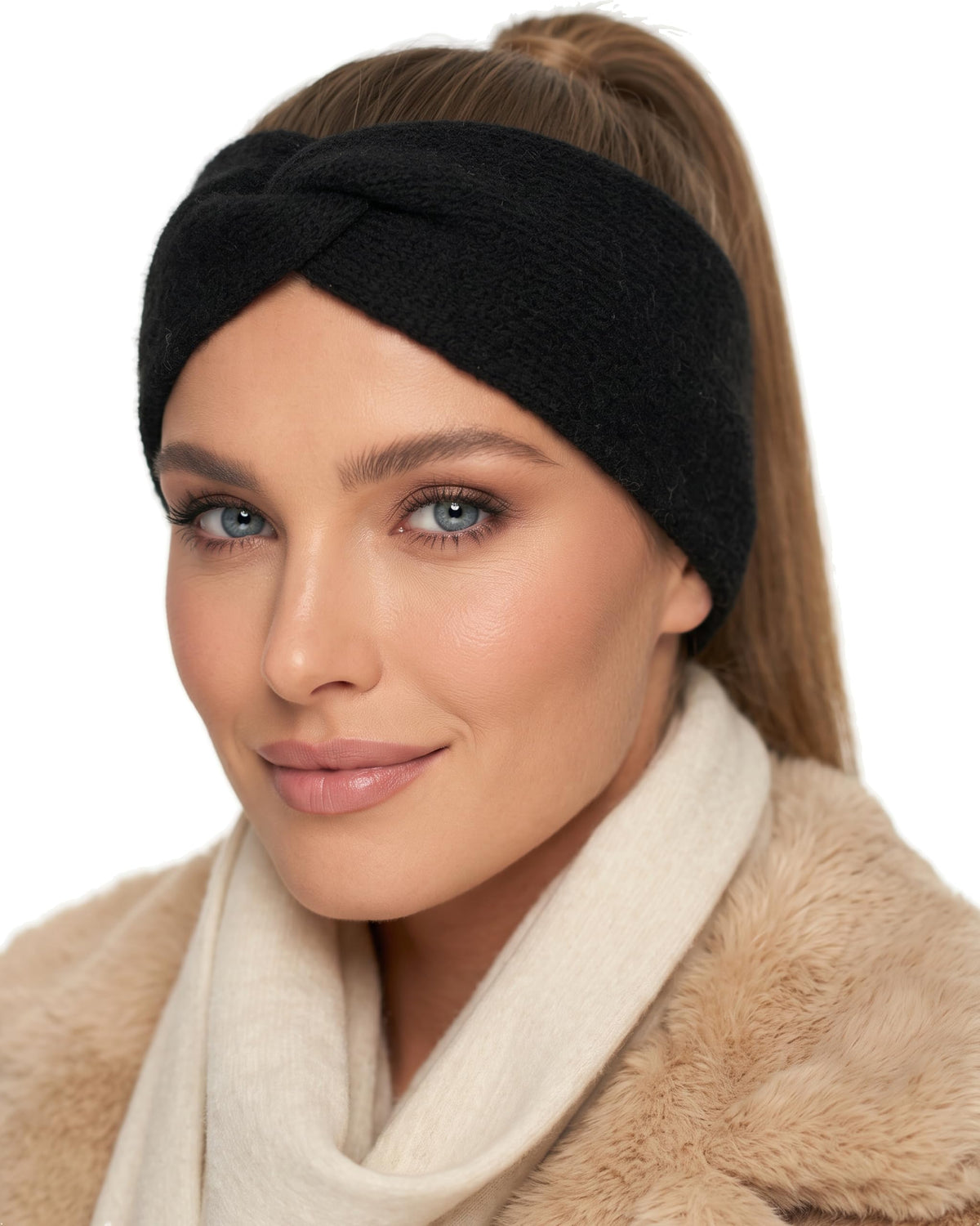 Baesics® Stirnband Strick Twist Schwarz