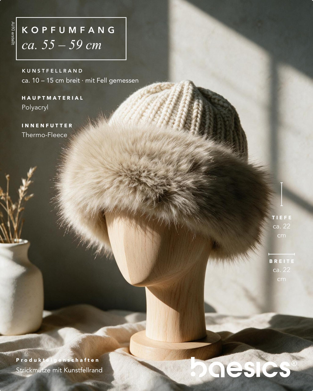 Baesics® Strickmütze mit Kunstfellrand
