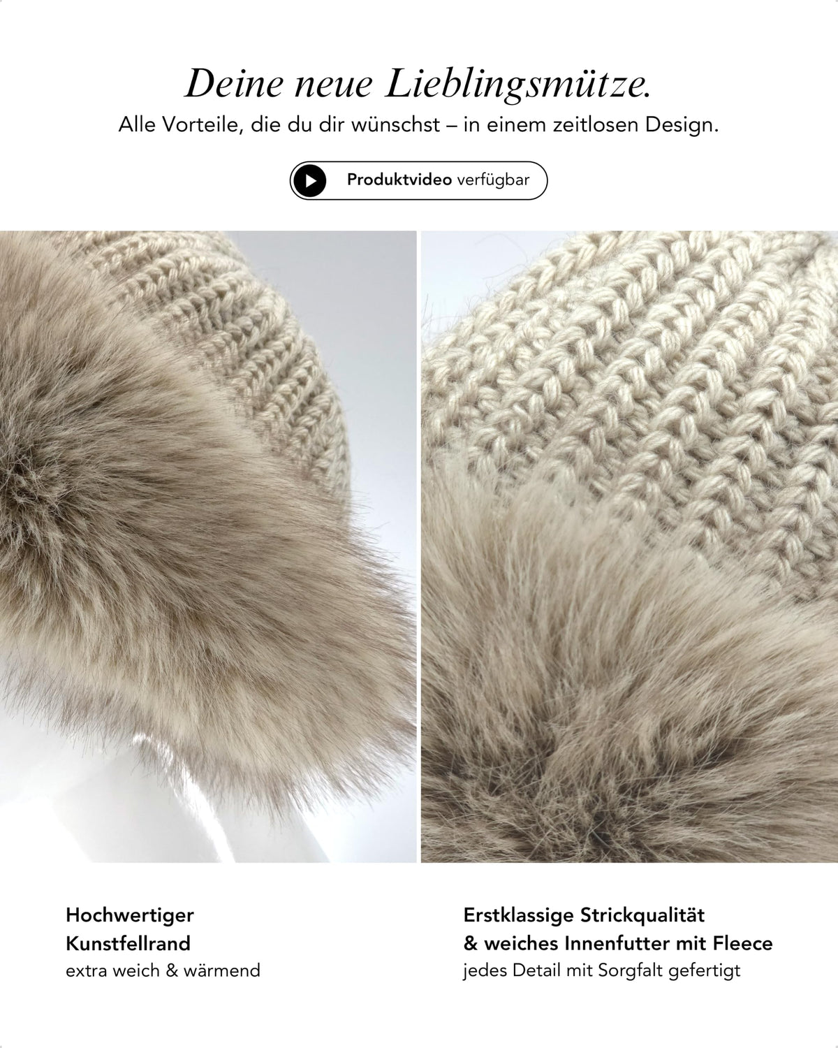Baesics® Strickmütze mit Kunstfellrand