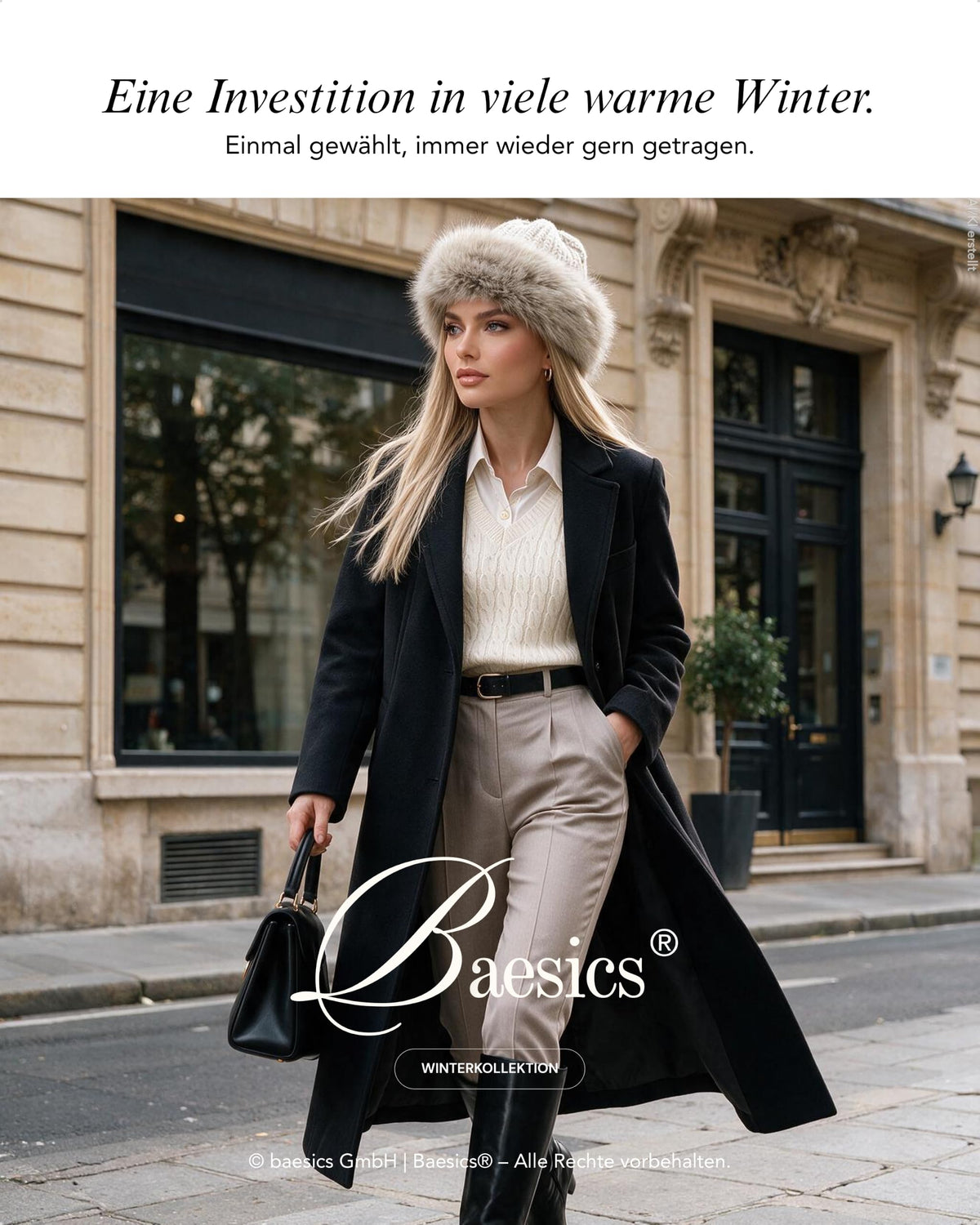 Baesics® Strickmütze mit Kunstfellrand