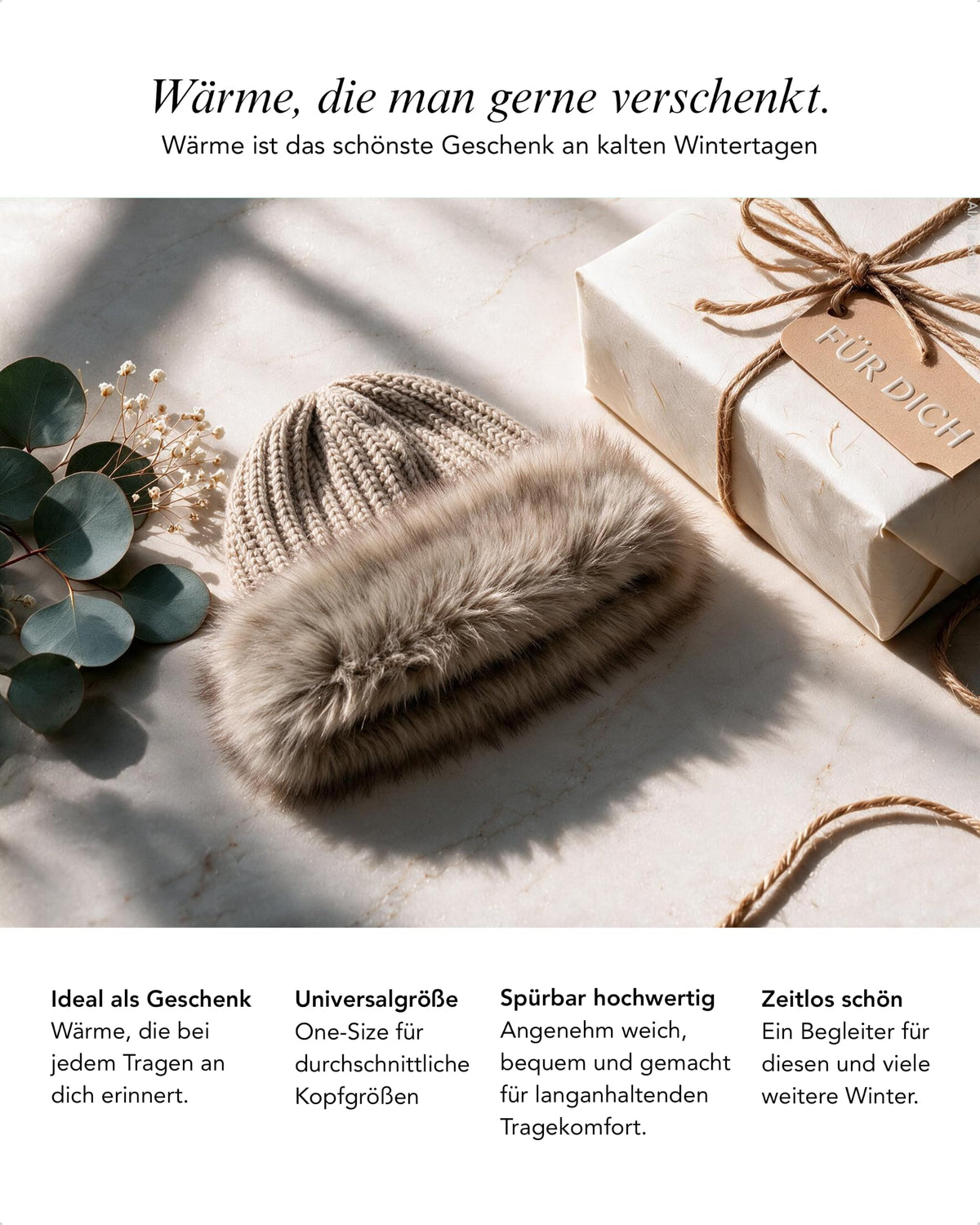 Baesics® Strickmütze mit Kunstfellrand