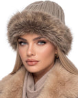 Baesics® Strickmütze mit Kunstfellrand Taupe